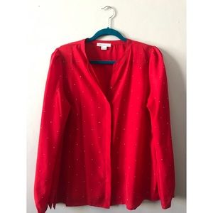 Liz Claiborne | Red Gold Polka Dots Button Down